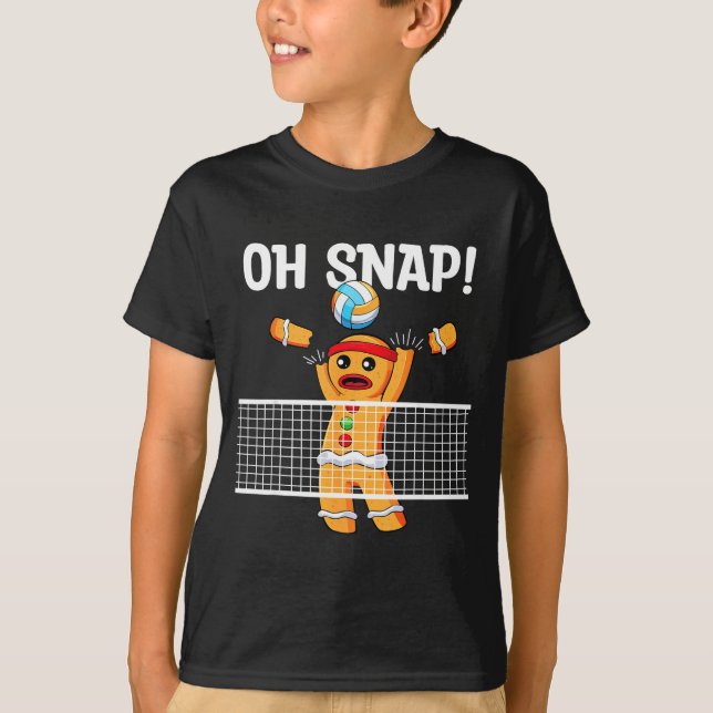 Gingerbread Man Oh Snap Christmas Volleyball Playe T-Shirt (Front)