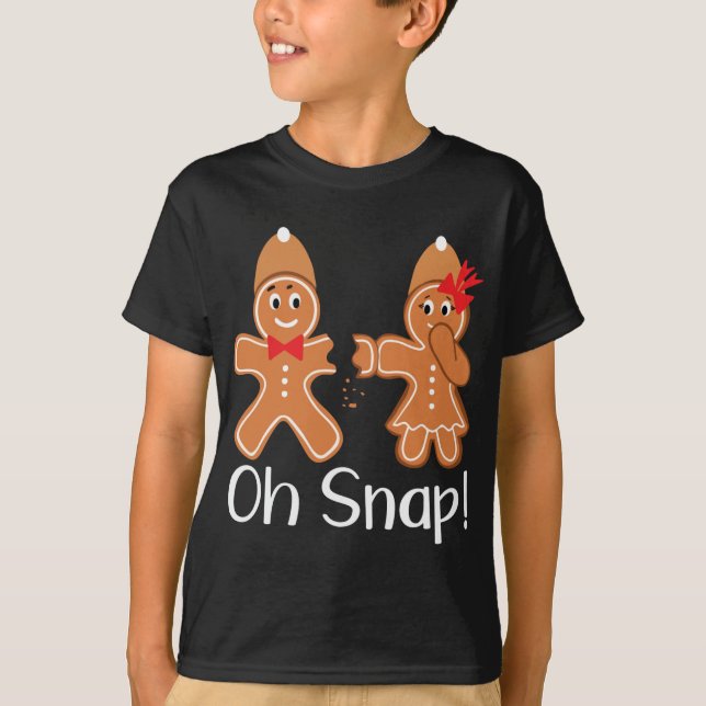 Gingerbread Man Oh Snap Funny Christmas T-Shirt (Front)