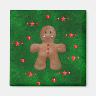 Gingerbread Man on Green Magnet