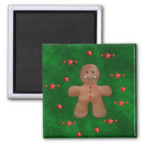 Gingerbread Man on Green Magnet