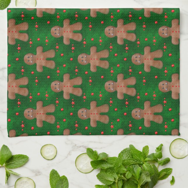 Gingerbread Man on Green Towel (Folded)