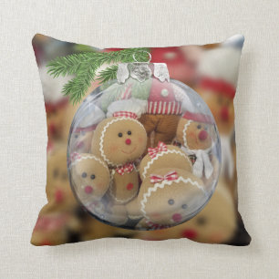 Gingerbread Man Ornament Throw Pillow