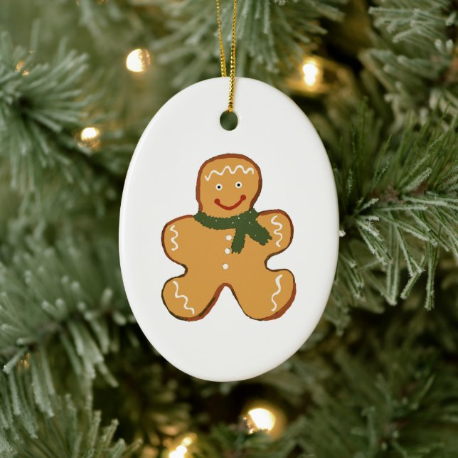 Gingerbread Man Painting Ceramic Ornament (Tree)