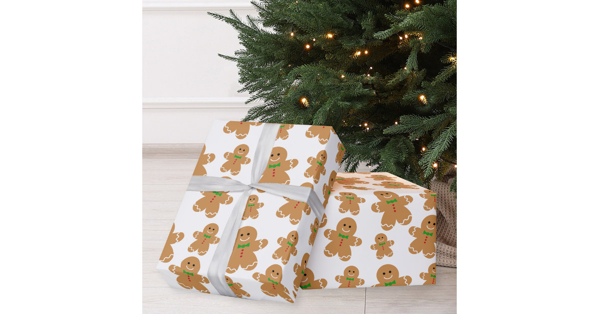 Cute Gingerbread Man Cookie Christmas Premium Gift Wrap Wrapping Paper Roll  Pattern 
