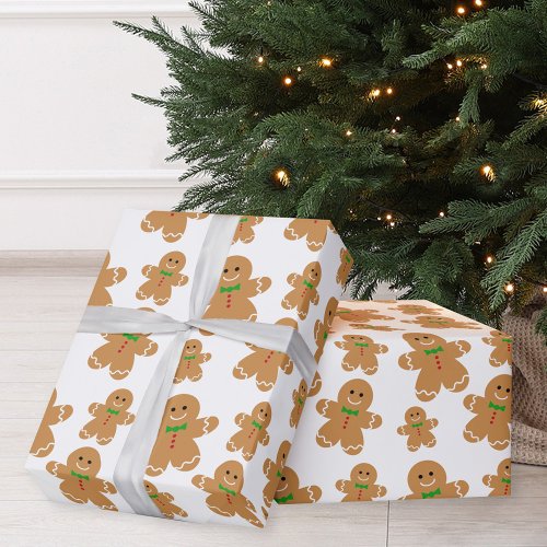Gingerbread Man Pattern Christmas Wrapping Paper
