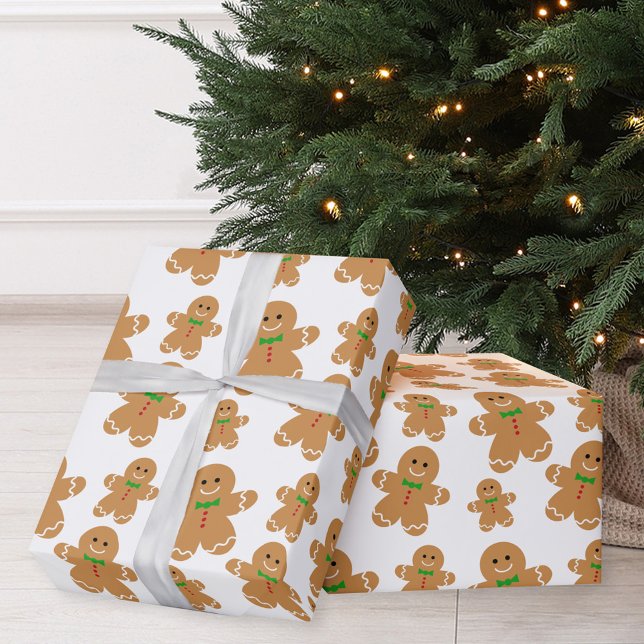Gingerbread Man Pattern Christmas Wrapping Paper (Creator Uploaded)