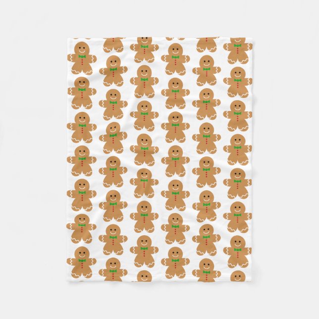 Gingerbread Man Pattern Fleece Blanket (Front)