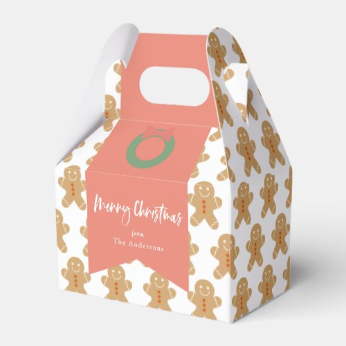 Gingerbread Man Pattern White Holiday Favor Box