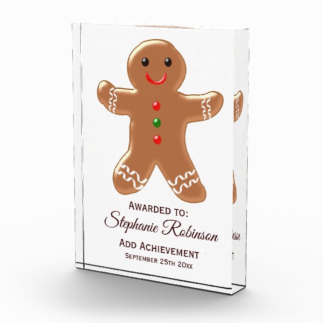 Gingerbread Man Personalised Acrylic Award (Right)