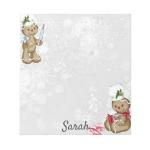 Gingerbread Man Personalize Name Stocking Stuffer Notepad