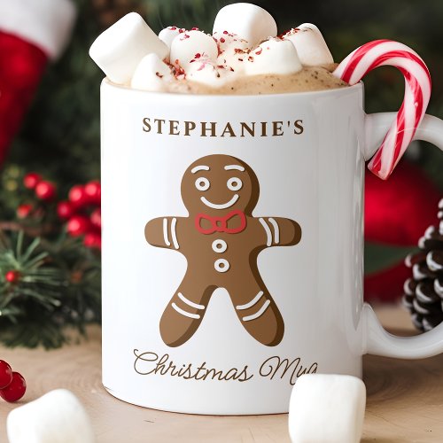 Gingerbread Man Personalized Name Christmas Coffee Mug