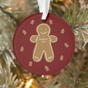 Gingerbread Man Personalized Name Year Holiday Ornament