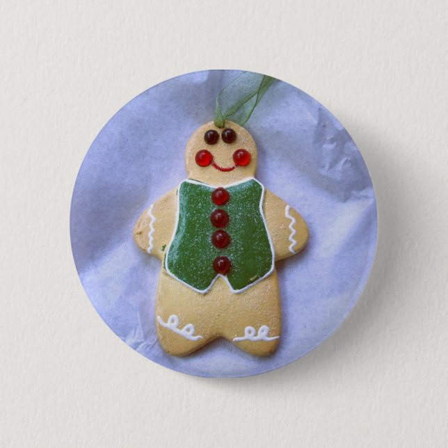 Gingerbread Man Pinback Button (Front)