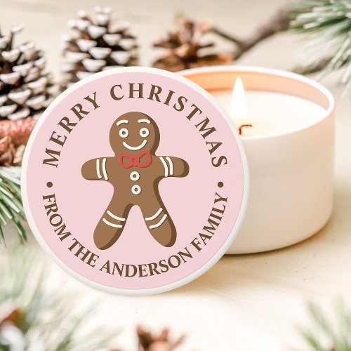 Gingerbread Man Pink Merry Christmas Mini Candle Favors