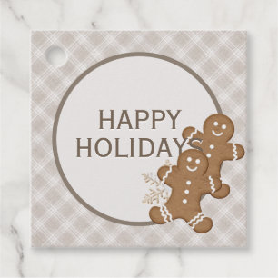 Gingerbread Man Plaid Christmas Holiday Cookie Favor Tags