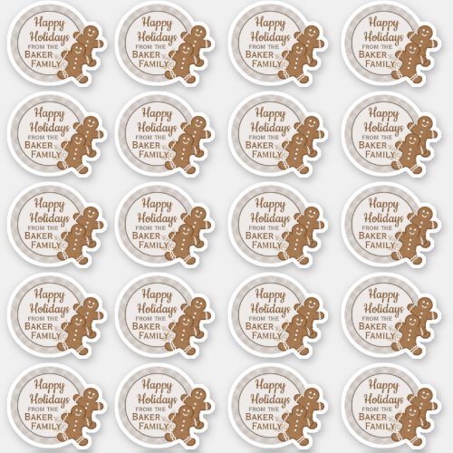 Gingerbread Man Plaid Christmas Holiday Cookie  Sticker