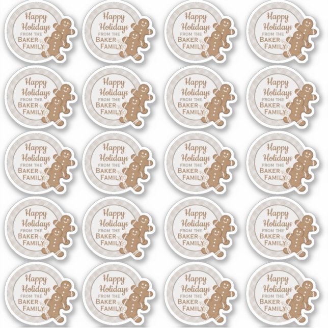 Gingerbread Man Plaid Christmas Holiday Cookie  Sticker (Front)
