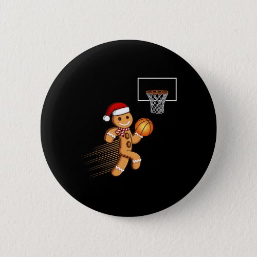 Gingerbread Man Playing Basketball Christmas Cooki Button