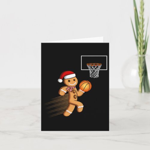 Gingerbread Man Playing Basketball Christmas Cooki Card