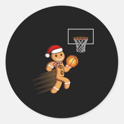 Gingerbread Man Playing Basketball Christmas Cooki Classic Round Sticker