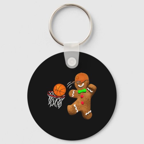 Gingerbread Man Playing Basketball Christmas Xmas  Keychain