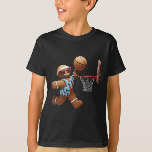 Gingerbread Man Playing Basketball Christmas Xmas T-Shirt
