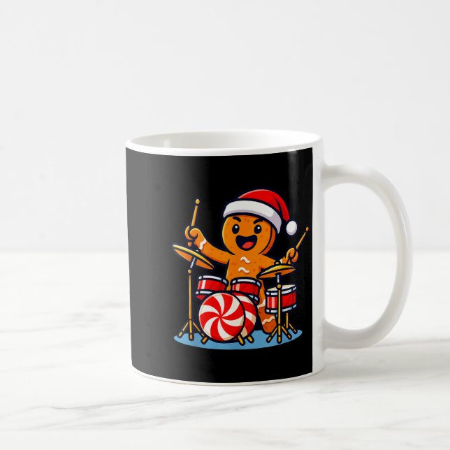 Gingerbread Man Playing Drums  Coffee Mug (Right)