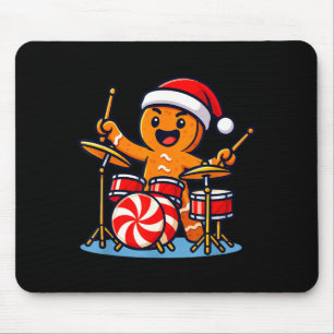 Gingerbread Man Playing Drums Mouse Pad