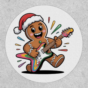 Gingerbread Man Playing Guitar Electric Santa Patch