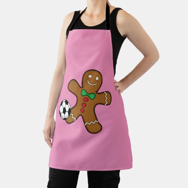 Gingerbread Man Playing Soccer Apron (Insitu)