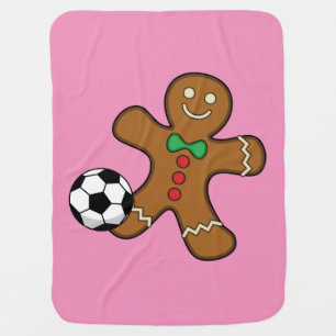 Gingerbread Man Playing Soccer Baby Blanket