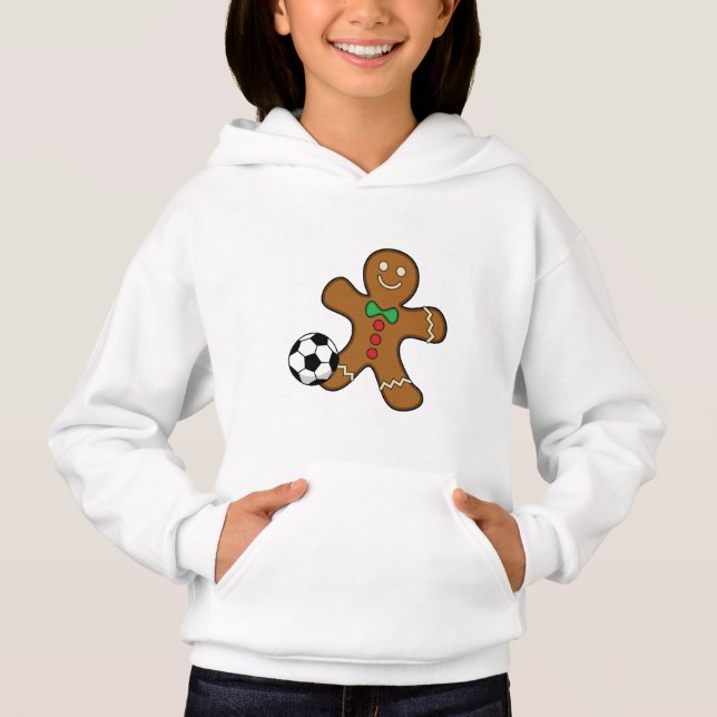 Gingerbread Man Playing Soccer Hoodie (Front)
