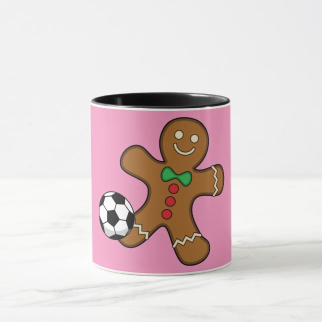 Gingerbread Man Playing Soccer Mug (Center)