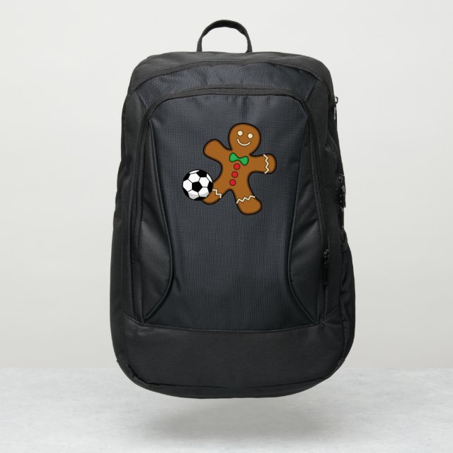 Gingerbread Man Playing Soccer Port Authority® Backpack (Front)