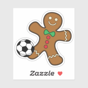 Gingerbread Man Playing Soccer Sticker