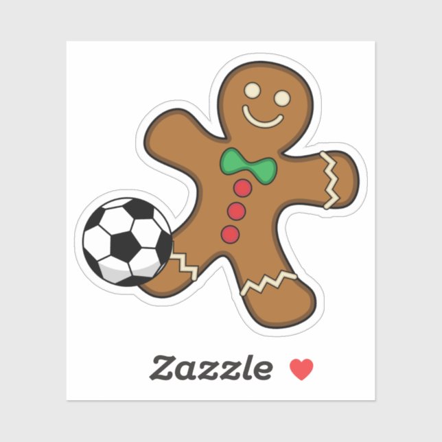 Gingerbread Man Playing Soccer Sticker (Sheet)
