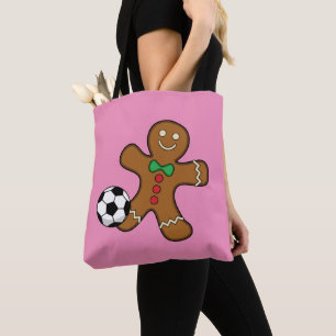 Gingerbread Man Playing Soccer Tote Bag