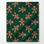  Gingerbread Man Polka Dot On Green Christmas Fabric