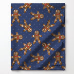 Gingerbread Man Polka Dot On Navy Christmas Fabric