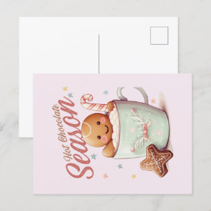 Gingerbread Man Postcard Blush Pink Man