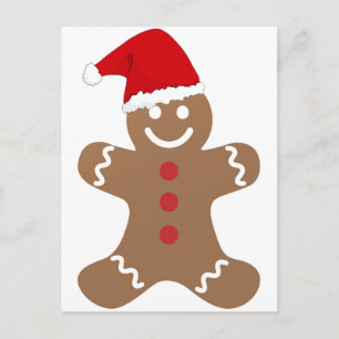 Gingerbread Man postcard Santa reideer sleigh