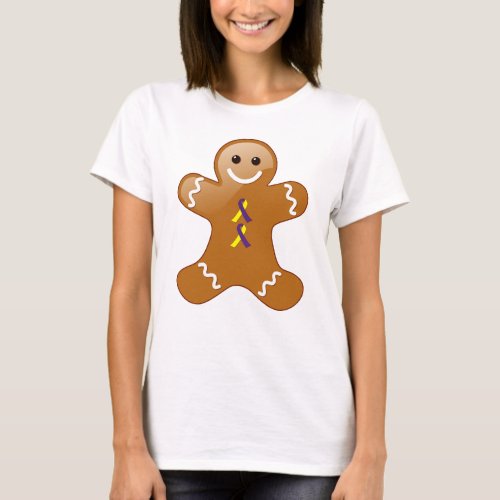 Gingerbread Man Purple Yellow Awareness Ribbons T_Shirt