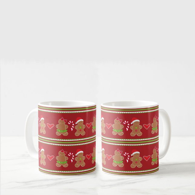 Gingerbread Man Red and Green horizontal Stripes Coffee Mug (Creator Uploaded)