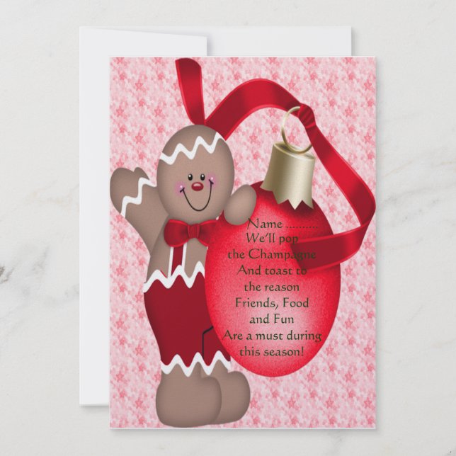 Gingerbread Man (red) - Invitation (Front)