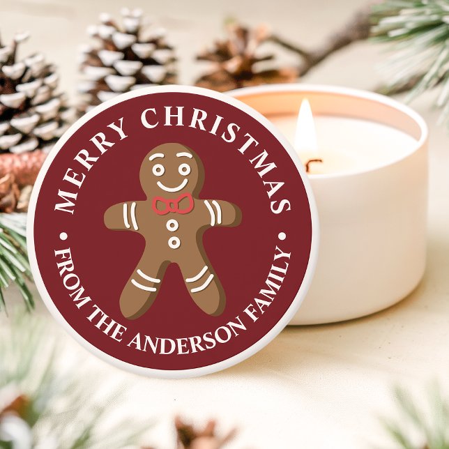 Gingerbread Man Red Merry Christmas Mini Candle Favors (Creator Uploaded)