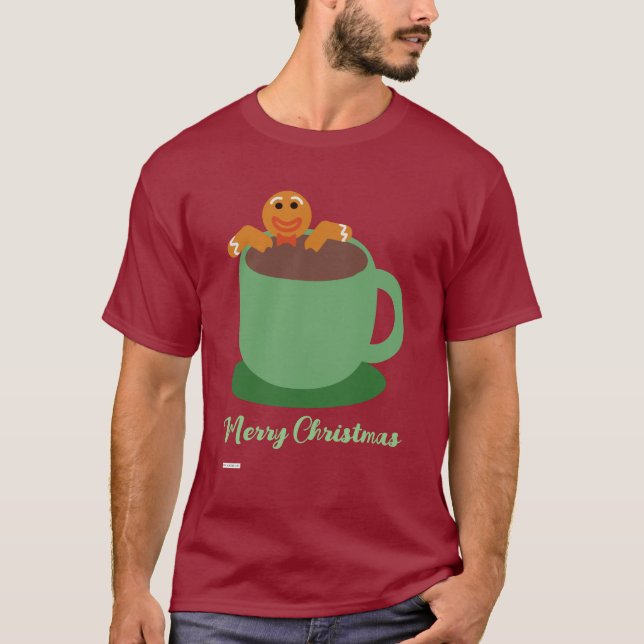 Gingerbread Man Relaxing Cocoa Holiday Fun T-Shirt (Front)