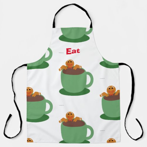 Gingerbread Man Relaxing Cocoa Holiday Fun Toon Apron