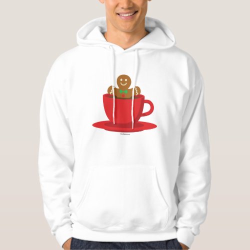Gingerbread Man Relaxing In Hot Chocolate Red Cup Hoodie