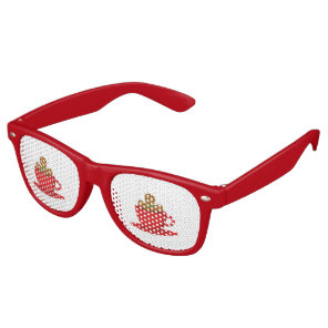 Gingerbread Man Relaxing In Hot Chocolate Red Cup Retro Sunglasses