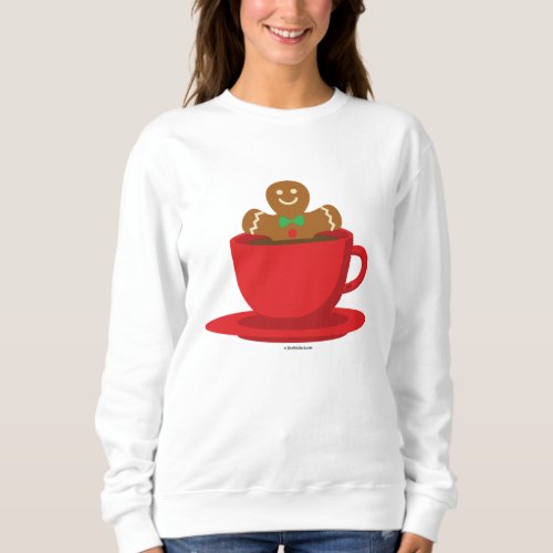 Gingerbread Man Relaxing In Hot Chocolate Red Cup Sweatshirt